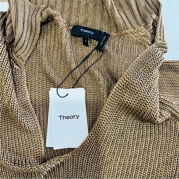 Theory brown metallic roving cropped sweater in toffee NEW - Picture 11 of 13